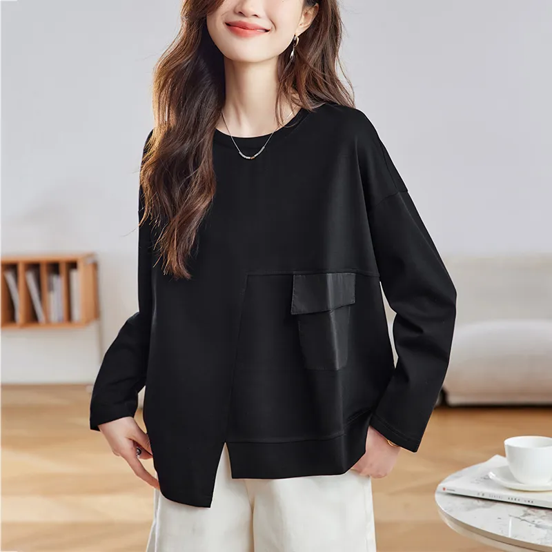 Korean Style Sweatshirt Women's Night Black-2