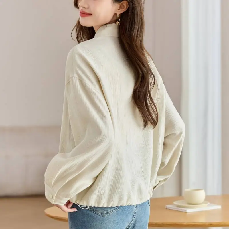 Korean Style Cropped Coat Women's Apricot-1
