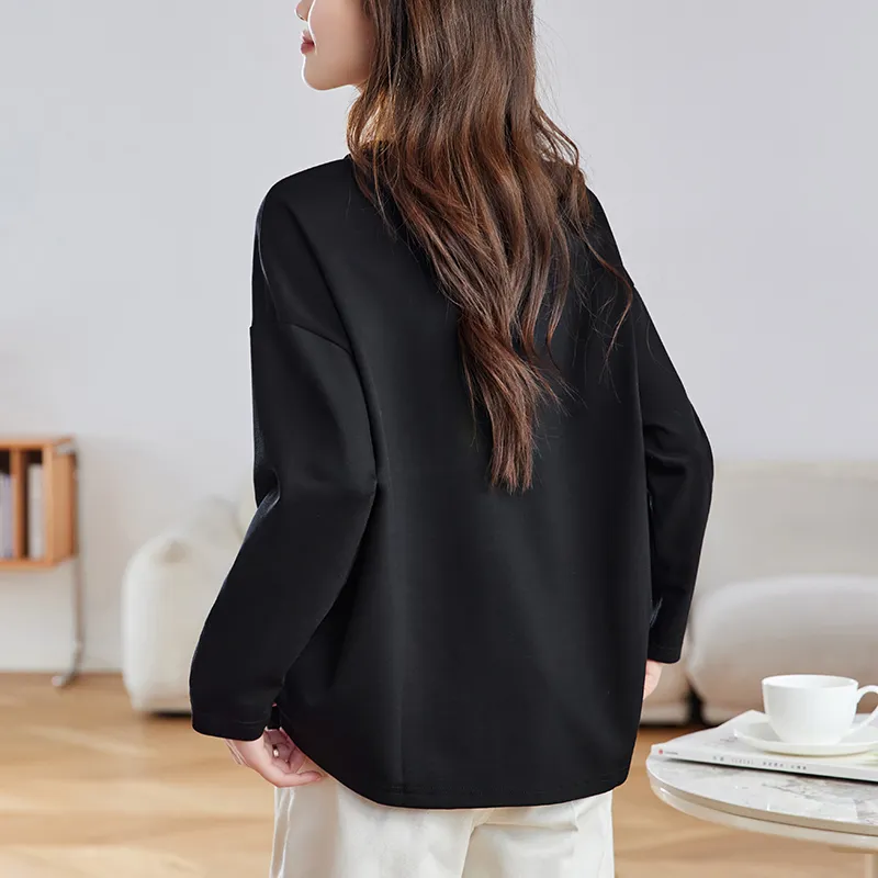 Korean Style Sweatshirt Women's Night Black-1
