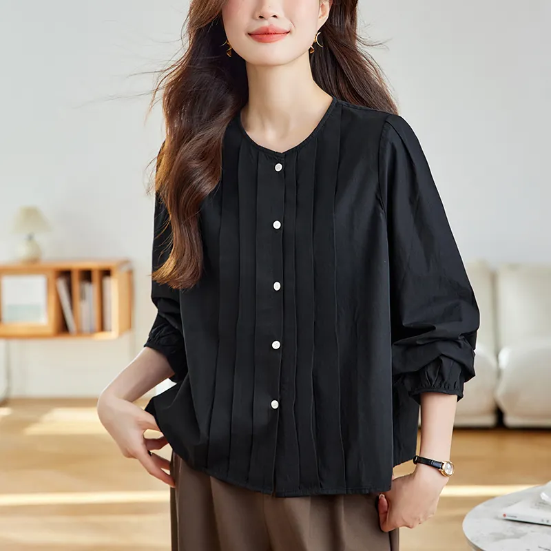Korean Style Shirt Women's Night Black-4