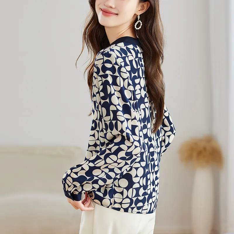 Korean Style Shirt Women's Navy Blue-1