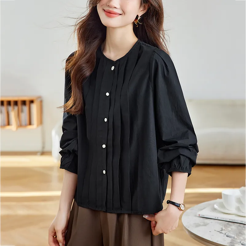 Korean Style Shirt Women's Night Black-3