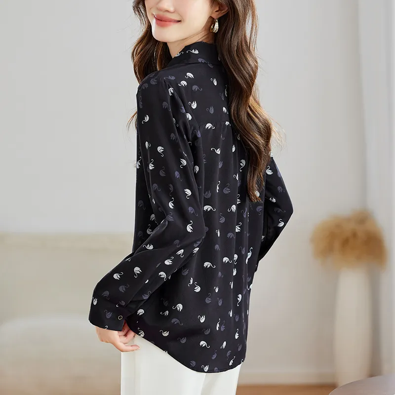 Korean Style Shirt Women's Navy Blue-1