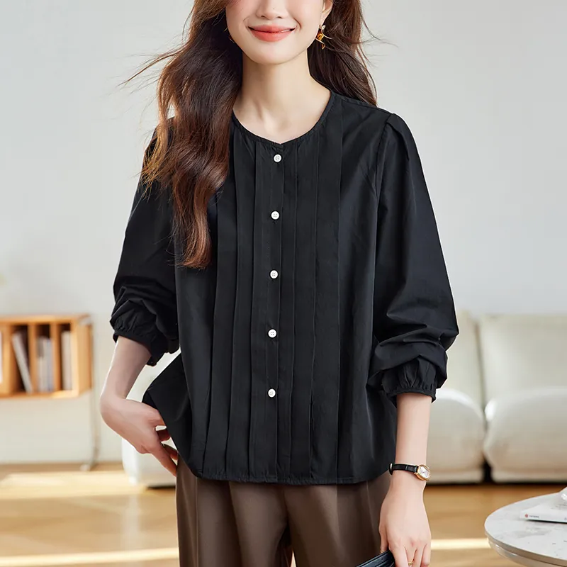 Korean Style Shirt Women's Night Black-2