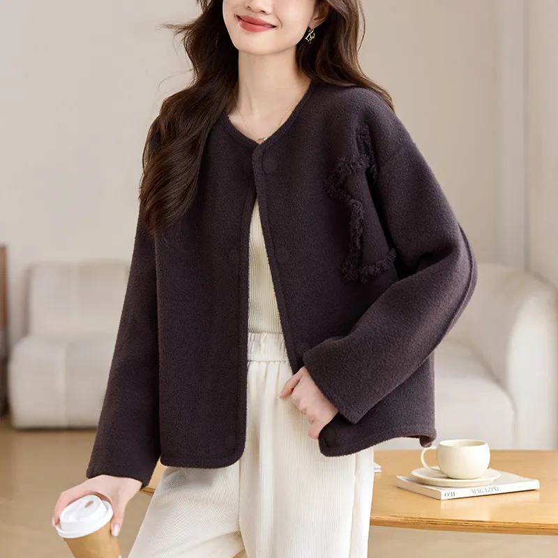 Korean Style Cropped Coat Women's-1