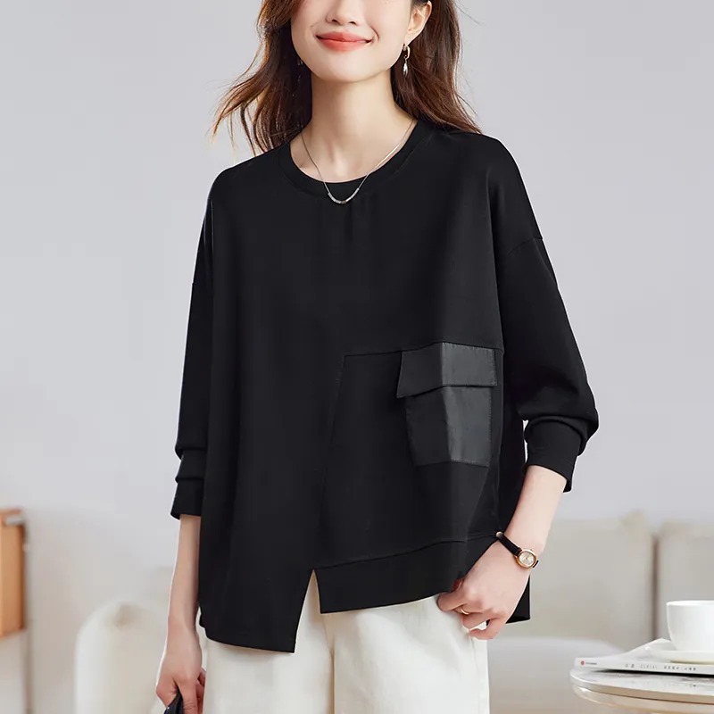 Korean Style Sweatshirt Women's Night Black-3