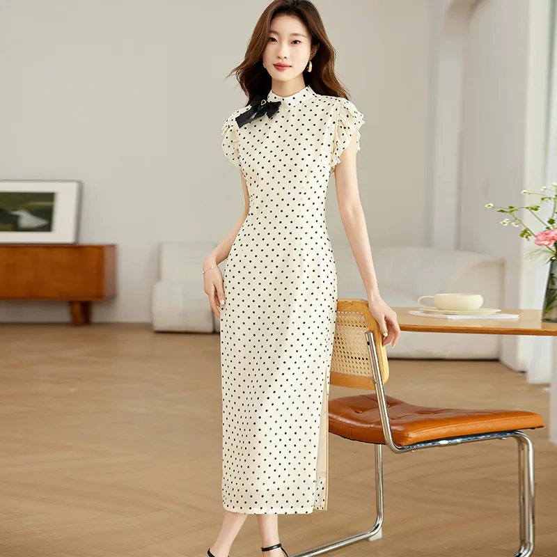 Korean Style Short Sleeved Dress Women's Beige-2