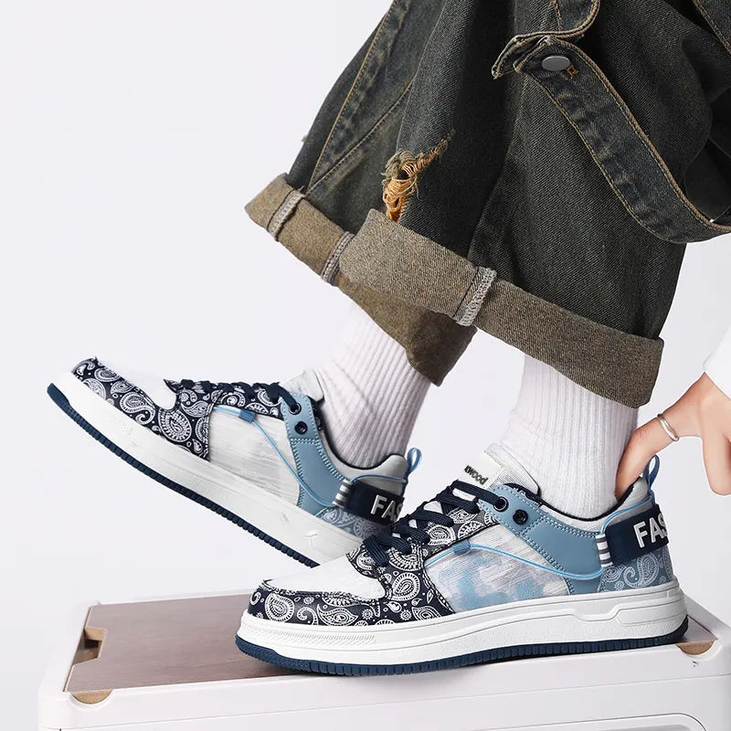 TEXWOOD Chinese Style Blue And White Porcelain Collection Low-Top Skateboard Shoes Men's Box-5