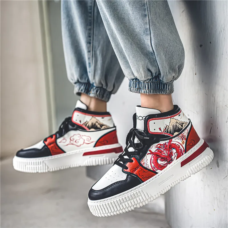 TEXWOOD Coverage Slip Resistant, Abrasion Resistant, Height Increasing High Top Skateboard Shoes Unisex-9