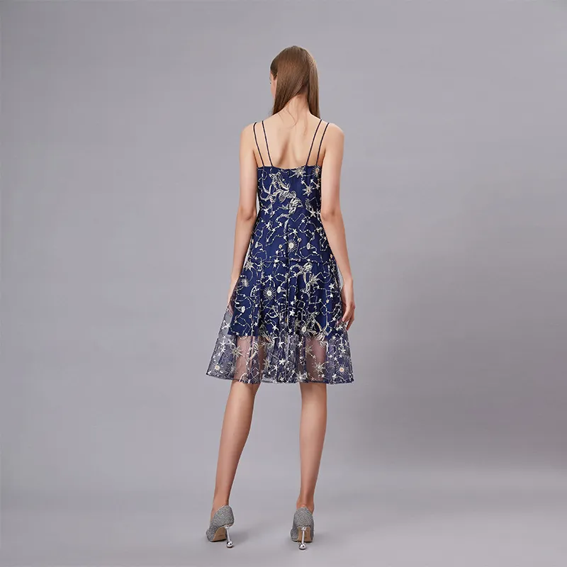 FLONAKED Slip Dresses Women's Dark Blue-2