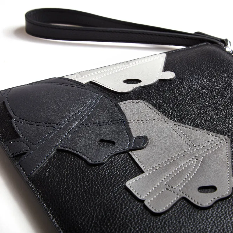 CANUDILO Top Grain Cow Leather Clutch Regular Men's Black-3