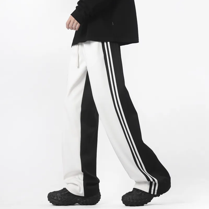 D&W Casual Pants Unisex Black White-3