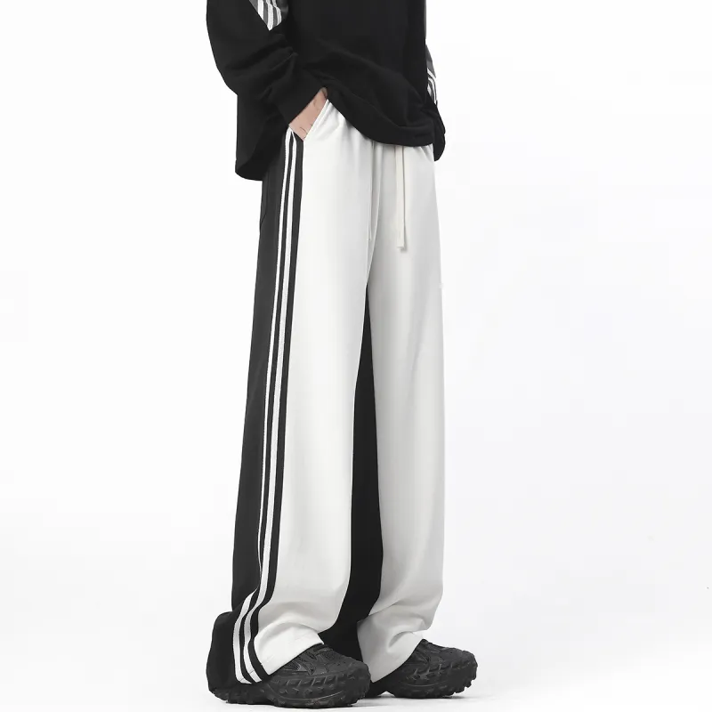 D&W Casual Pants Unisex Black White-4