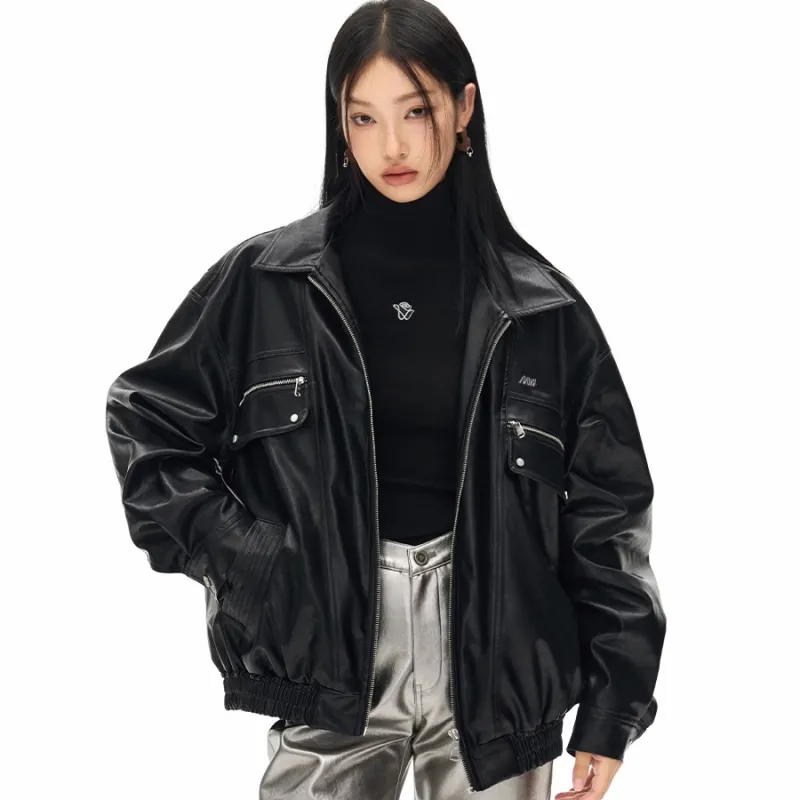 LSVE Leather Jackets Women's Black-3