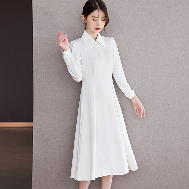 LSVE Long-Sleeved Dresses Women's White-1