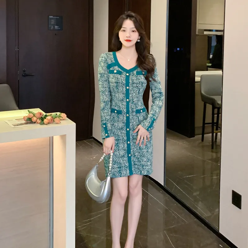 LSVE Long-Sleeved Dresses Women's Green-2