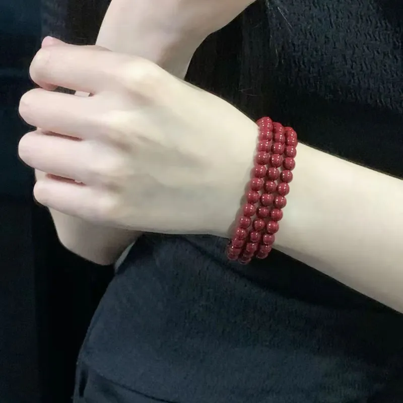 YUFENGXI Reconstructed Cinnabar Bracelets Unisex-2