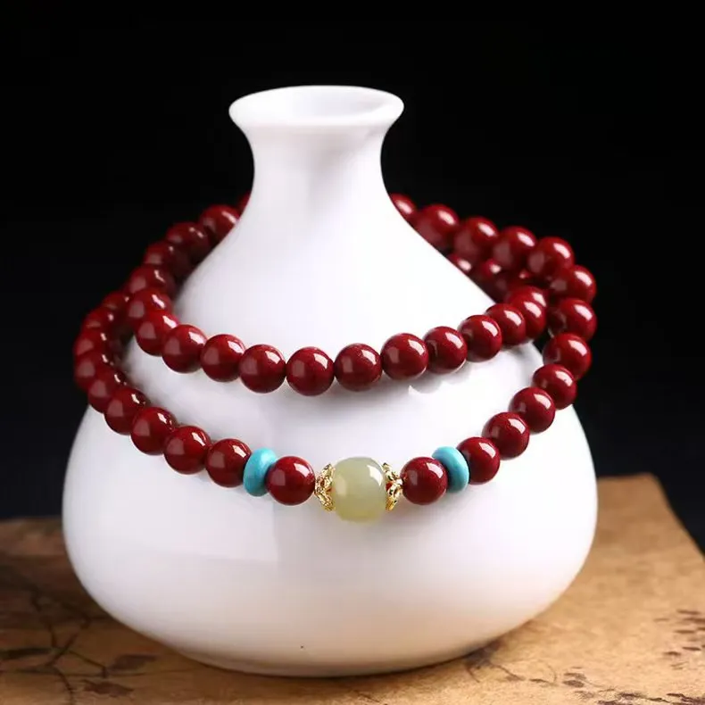 YUFENGXI Reconstructed Cinnabar Bracelets Unisex-1
