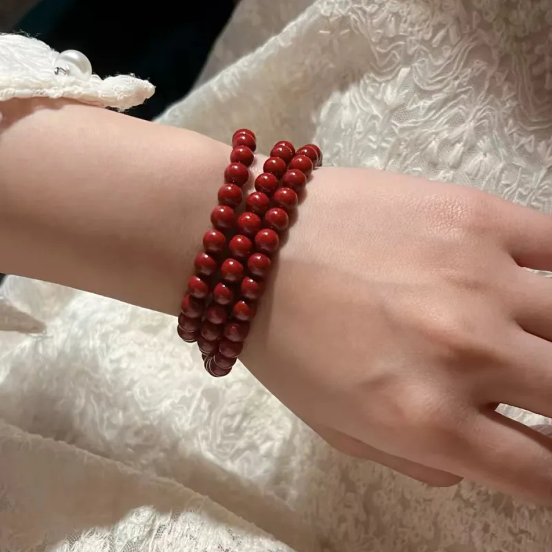 YUFENGXI Reconstructed Cinnabar Bracelets Unisex-4