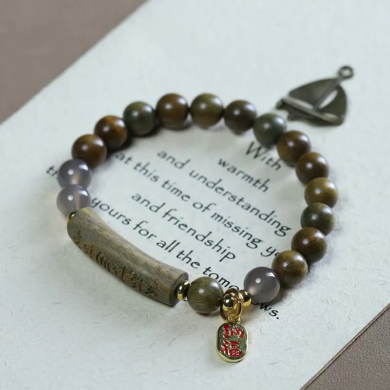 YUFENGXI Green Sandalwood Bracelets Unisex-3
