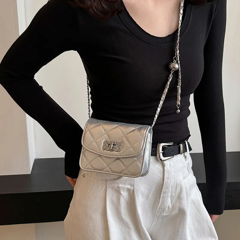 Yalu PU Crossbody Bag Unisex Black/White/Silver-14