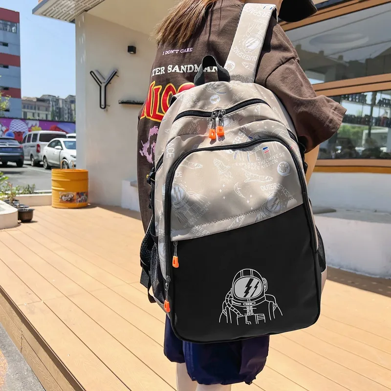 Yalu Nylon Backpack Unisex White/Black/Khaki-15