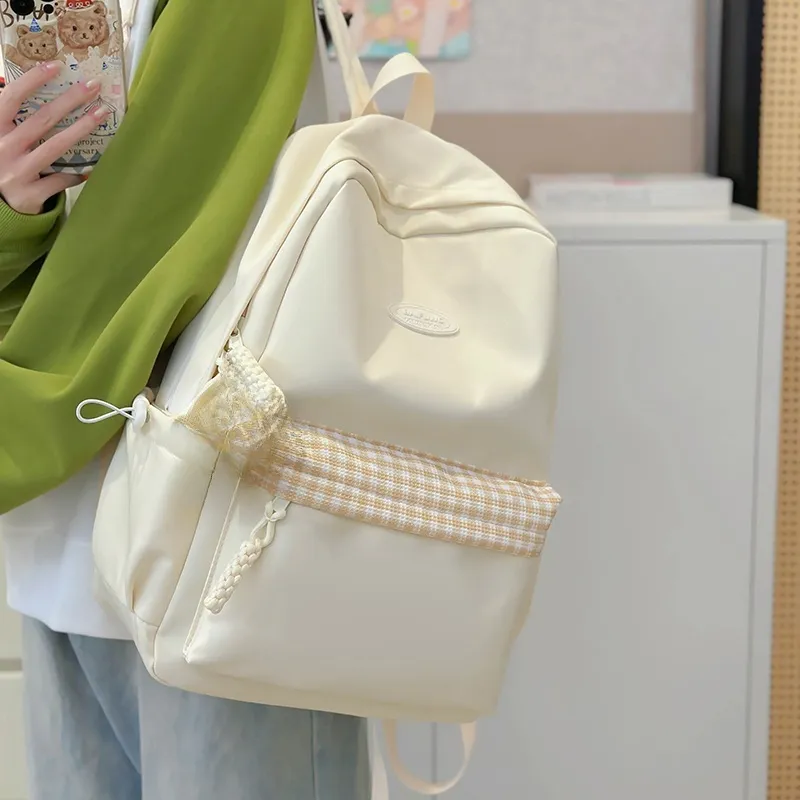 Yalu Nylon Backpack Unisex White/Black/Yellow/Orange/Green-3