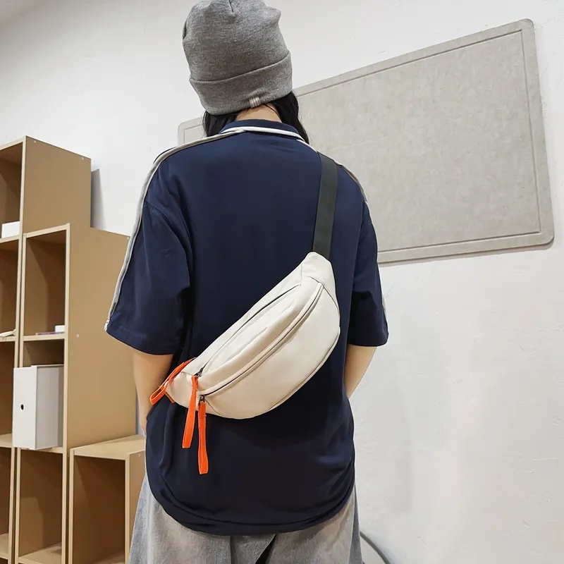 Yalu Nylon Sling Bag Unisex Ecru/Black/Orange Red/Khaki/Peacock Blue-5