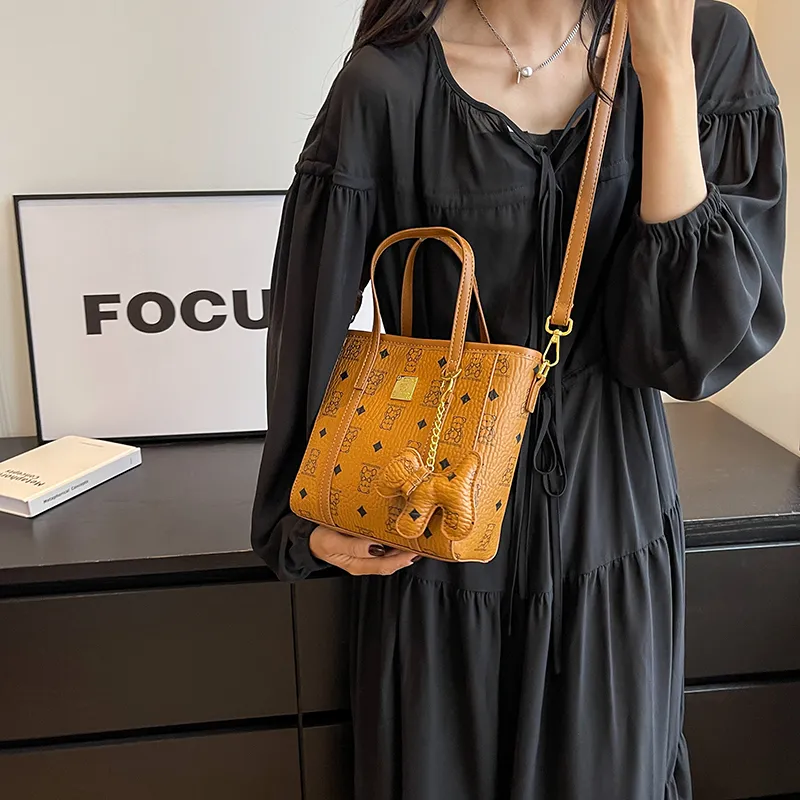 Yalu PU Tote Shoulder Bag, Crossbody Bag, Handbag Unisex Ecru/Black/Pink/Brown-15