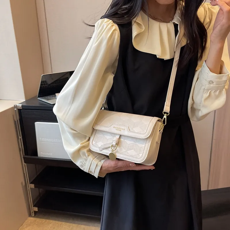Yalu PVC Shoulder Bag, Crossbody Bag Unisex White/Black/Khaki & White/Black & White/Pink & White-1