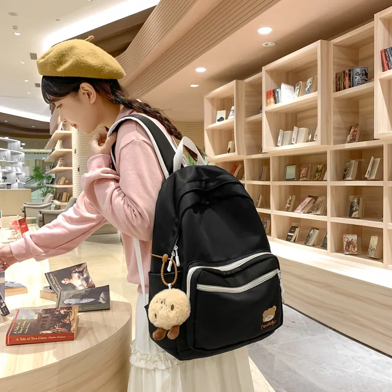 Yalu Nylon Backpack Unisex White/Black/Pink/Yellow/Green/Blue-1