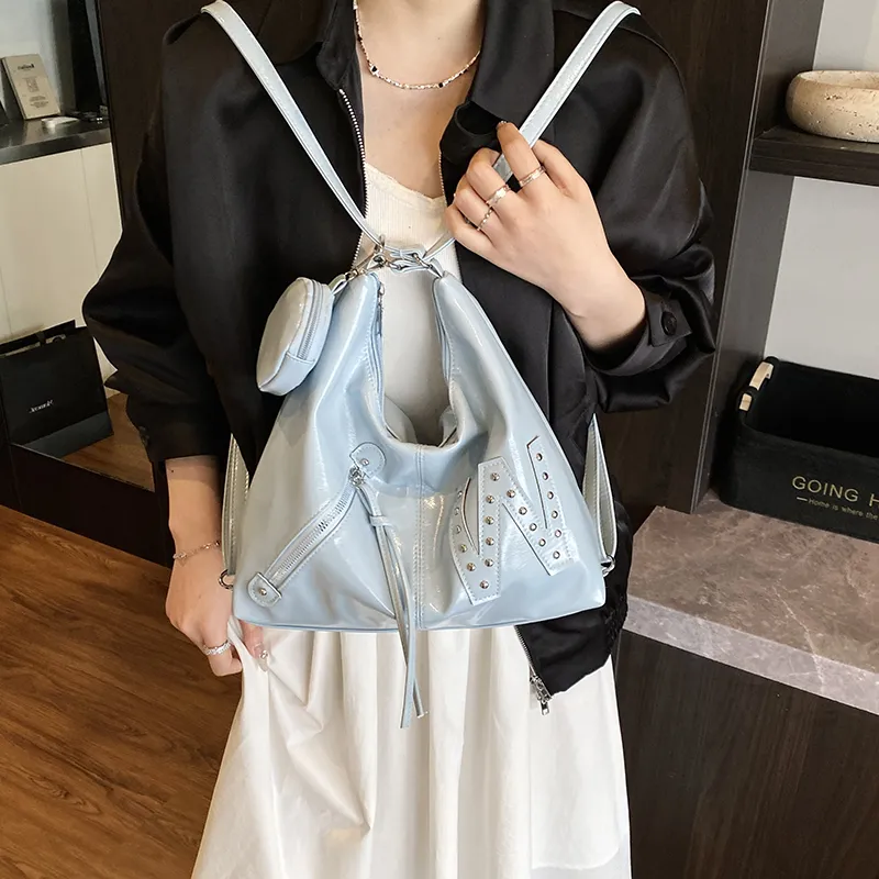 Yalu PU Backpack Shoulder Bag Regular Women's Black/White/Pink/Blue-25