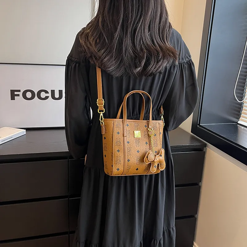 Yalu PU Tote Shoulder Bag, Crossbody Bag, Handbag Unisex Ecru/Black/Pink/Brown-17