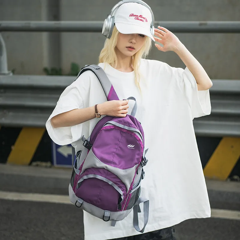 Yalu Nylon Backpack Unisex Purple/Green-6