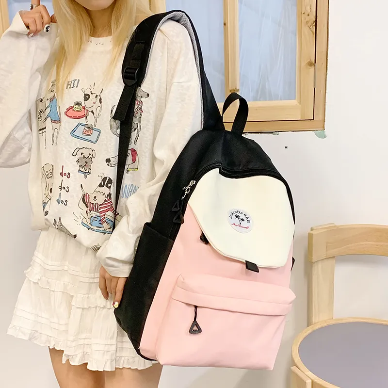 Yalu Nylon Fabric Backpack Unisex Green/Blue/Navy Blue/Pink-26