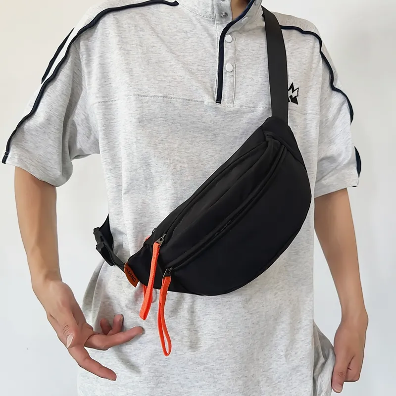 Yalu Nylon Sling Bag Unisex Ecru/Black/Orange Red/Khaki/Peacock Blue-11