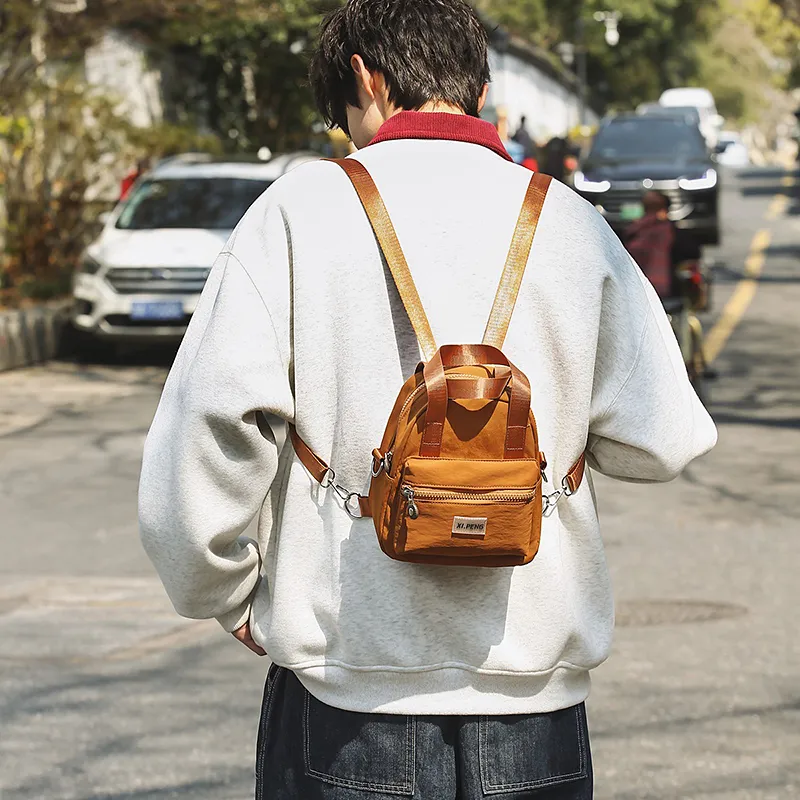 Yalu Nylon Backpack Regular Unisex Gray Orange/Gray Pink/Gray Yellow/Ecru/Black/Coffee/Light Blue-19