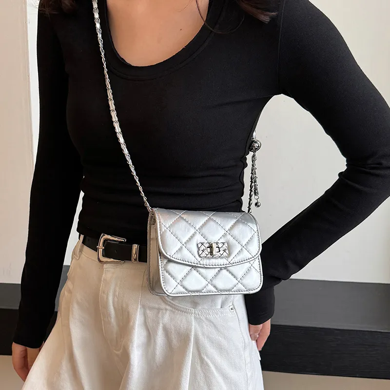 Yalu PU Crossbody Bag Unisex Black/White/Silver-12