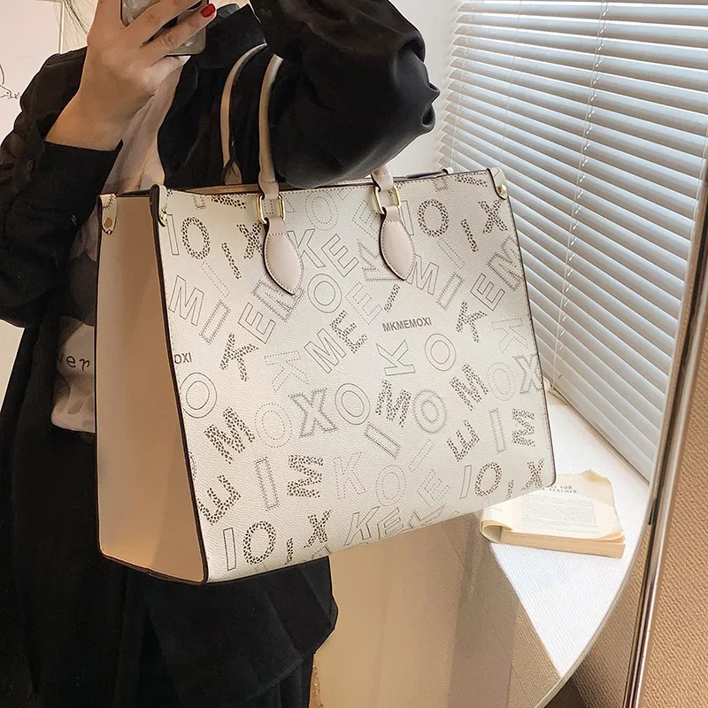 Yalu PU Handbag Unisex White/Coffee/Brown-2