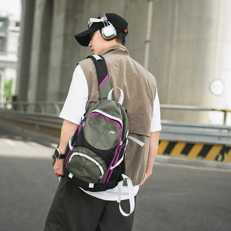 Yalu Nylon Backpack Unisex Purple/Green-8
