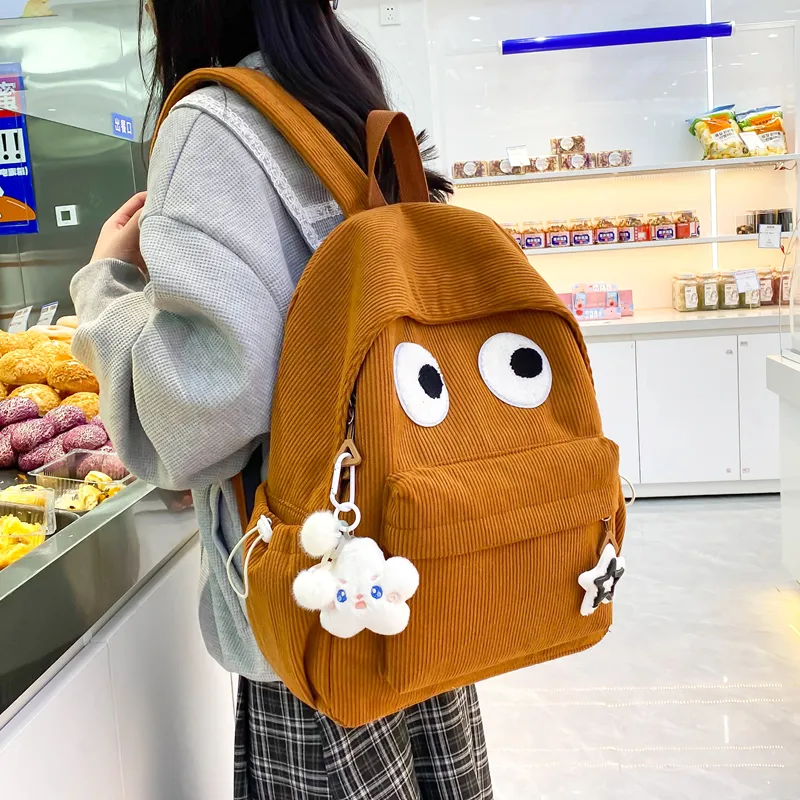 Yalu Nylon Backpack Unisex White/Black/Yellow/Dark Brown/Black Green-14