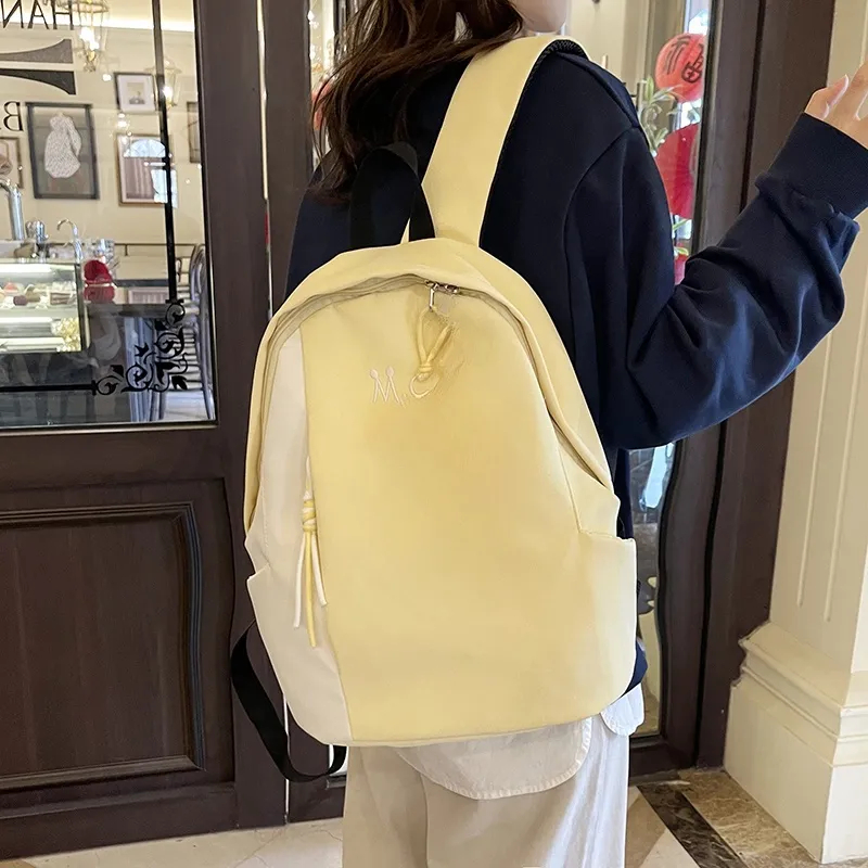 Yalu Nylon Fabric Backpack Unisex Black/Yellow/Orange/Green/Blue-9