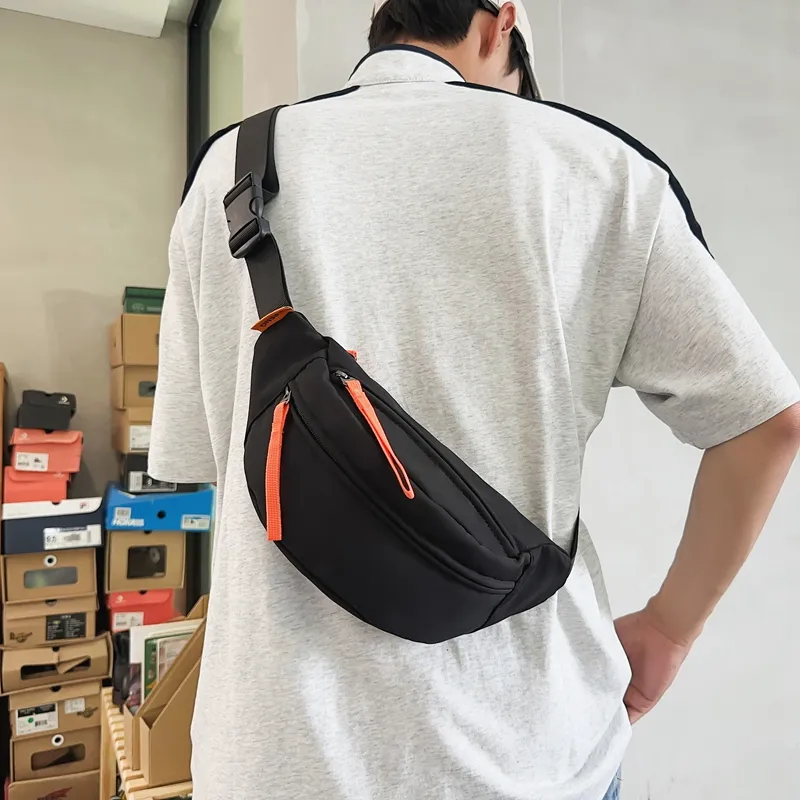 Yalu Nylon Sling Bag Unisex Ecru/Black/Orange Red/Khaki/Peacock Blue-7
