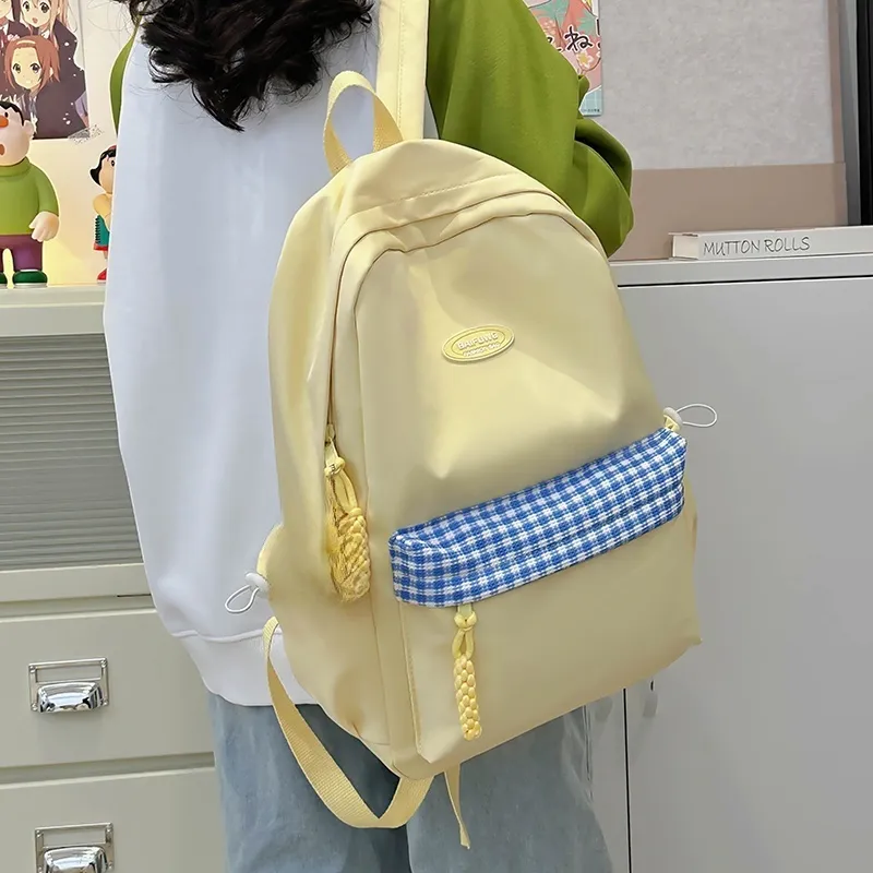 Yalu Nylon Backpack Unisex White/Black/Yellow/Orange/Green-11