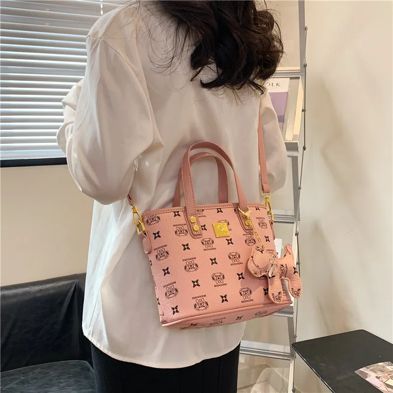 Yalu PU Handbag Women's White/Pink/Brown-9