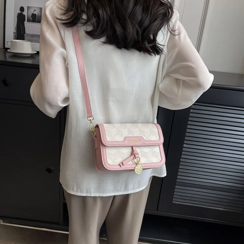 Yalu PVC Shoulder Bag, Crossbody Bag Unisex White/Black/Khaki & White/Black & White/Pink & White-26