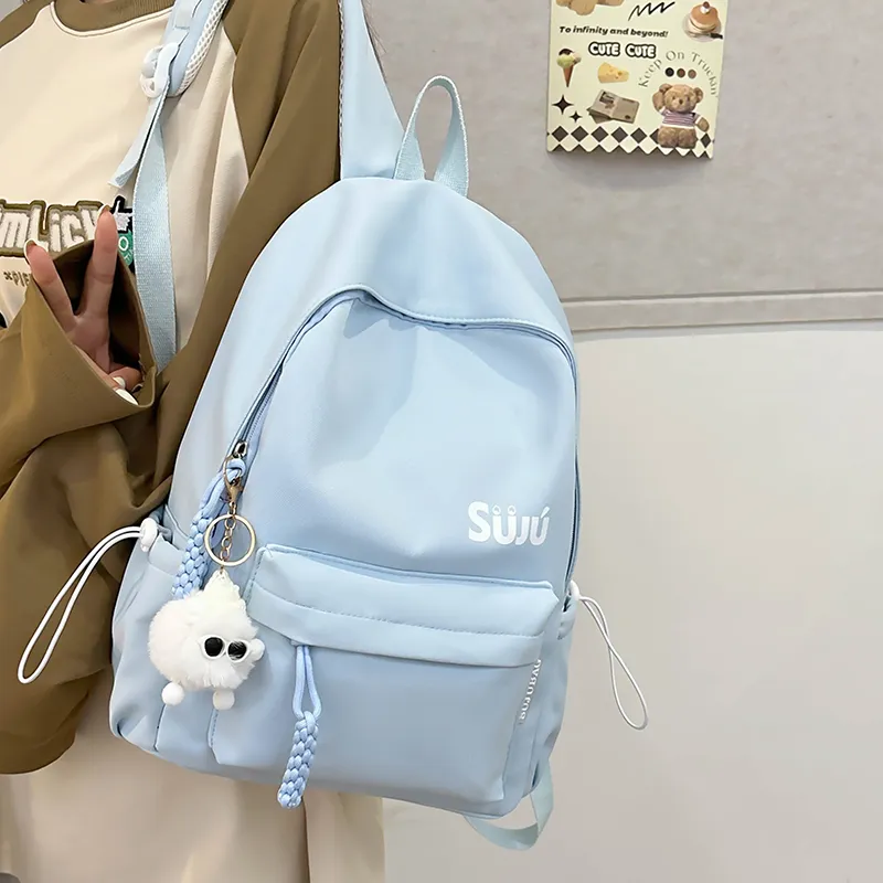 Yalu Nylon Backpack Unisex Black/Burgundy/Yellow/Light Blue/Pink-12
