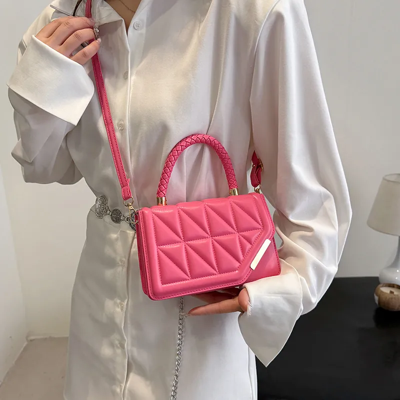 Yalu PU Crossbody One Shoulder Handbag Women's Black/Ecru/Rose Red/Khaki-11