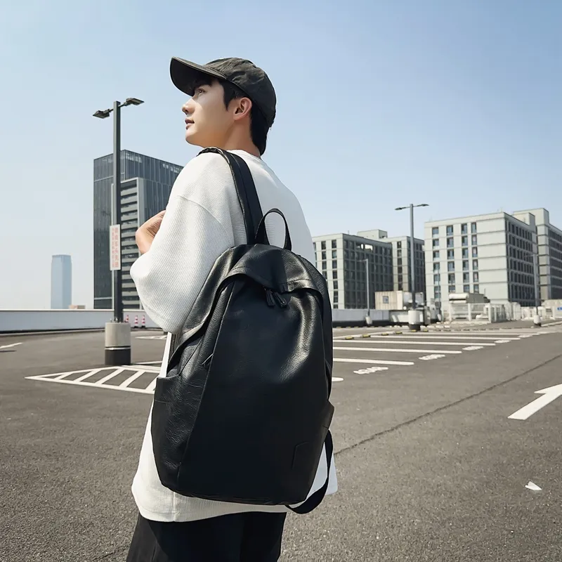 Yalu PU Backpack Unisex White/Gray/Black/Pink/Army Green/Blue-13