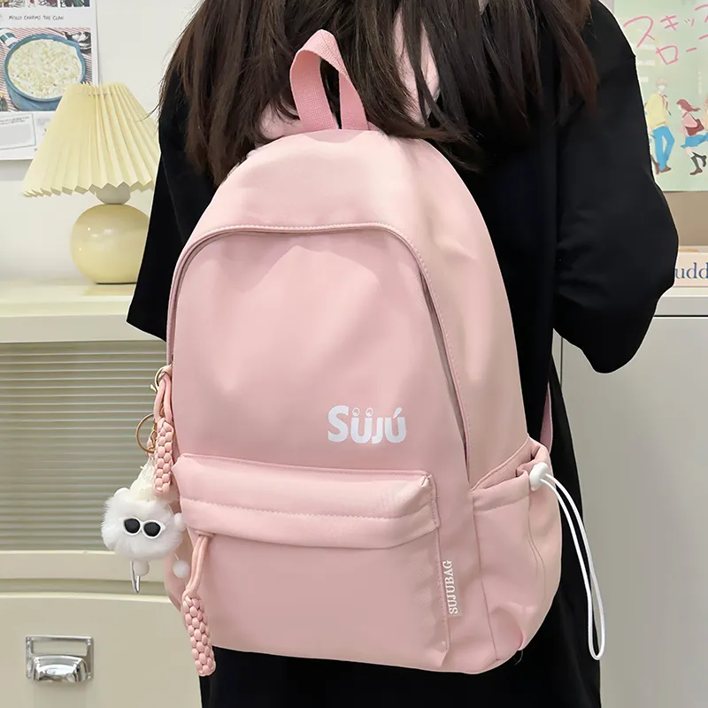Yalu Nylon Backpack Unisex Black/Burgundy/Yellow/Light Blue/Pink-15